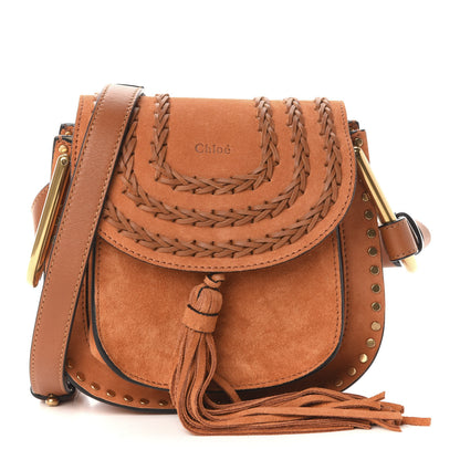 Chloe Suede Calfskin Braided Mini Hudson Shoulder Bag Tannish Red 1 of 10