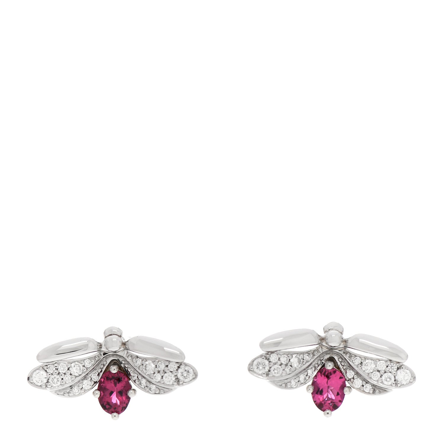 Tiffany Platinum Diamond Rubellite Paper Flowers Firefly Earrings 1 of 5