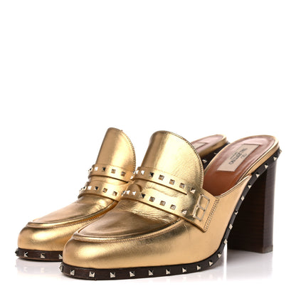 Valentino Garavani Nappa Soul Rockstud High Heel Mules 40 Gold 3 of 20