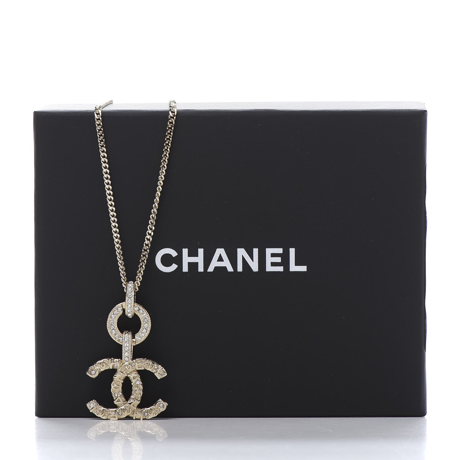 Chanel Crystal CC Drop Logo Necklace Gold 6 of 6