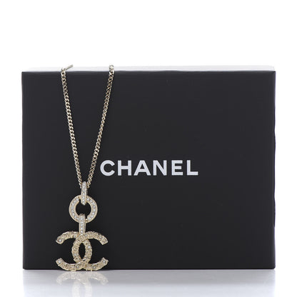 Chanel Crystal CC Drop Logo Necklace Gold 6 of 6