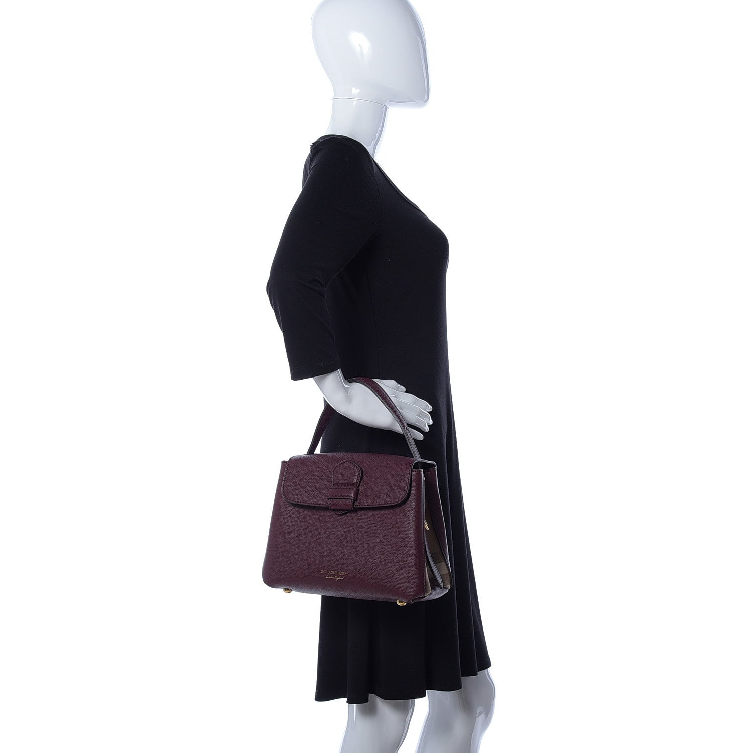 Burberry Derby Calfskin House Check Small Camberley Mahogany Red 3 of 9