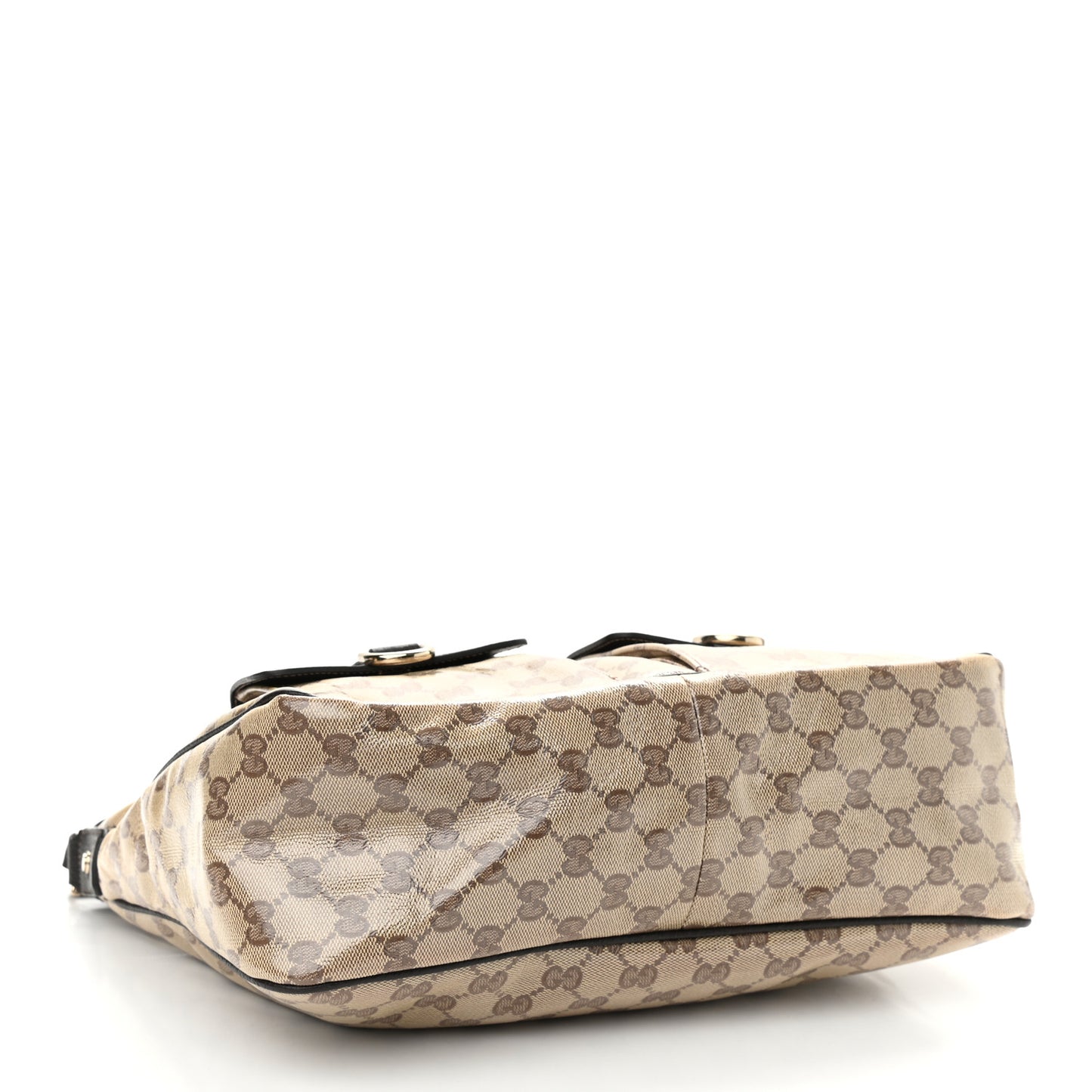 Crystal Monogram Medium Abbey Pocket Hobo Tote Dark Brown