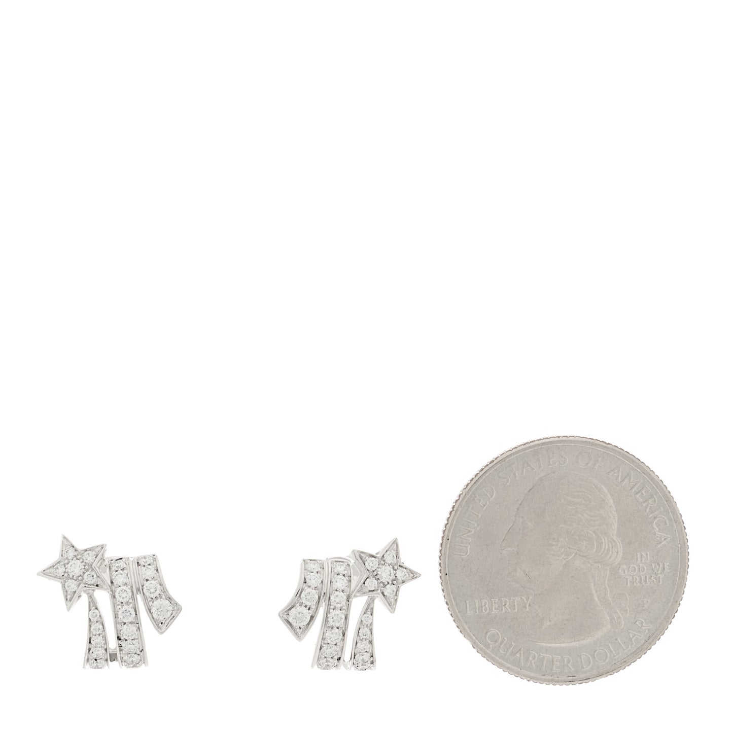 18K White Gold Diamond Etoile Filante Earrings