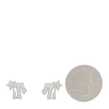 Chanel 18K White Gold Diamond Etoile Filante Earrings 2 of 5