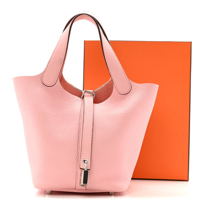 Hermes Taurillon Clemence Picotin Lock 18 PM Rose Sakura 14 of 14