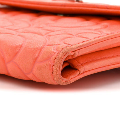 Chanel Caviar Camellia Embossed Compact Wallet Coral 9 of 14