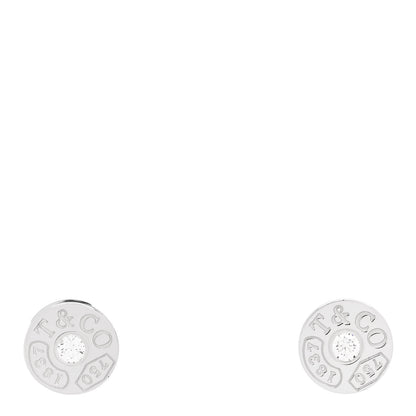 Tiffany 18K White Gold Diamond 1837 Circle Earrings 1 of 5