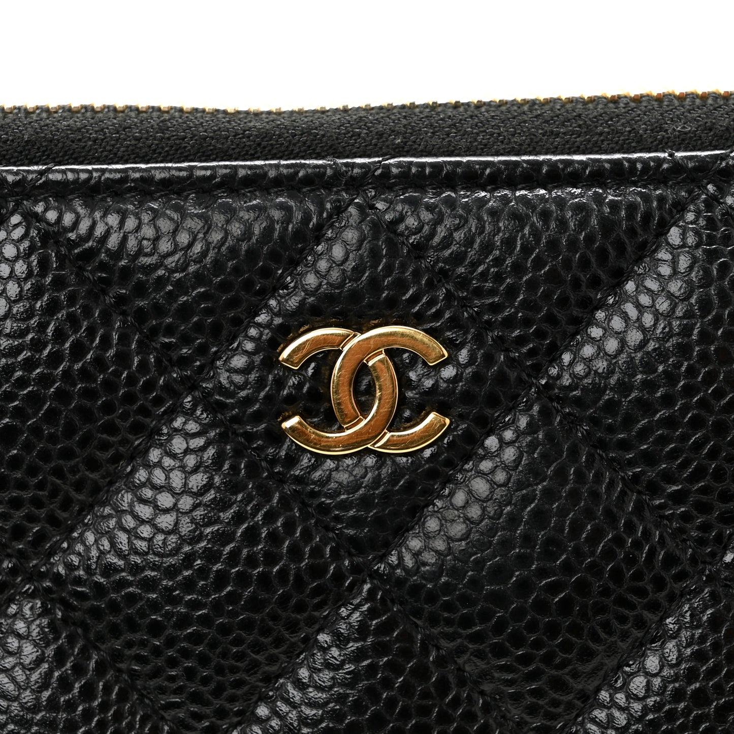 Caviar Quilted Large Gusset Zip Around Wallet Black