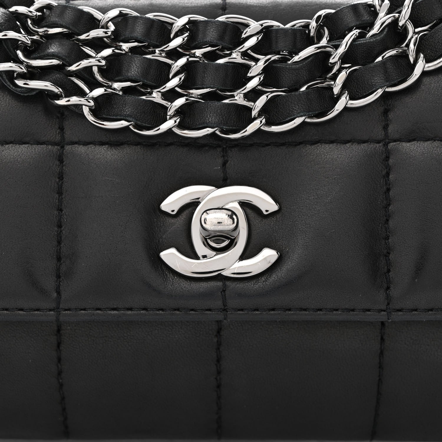 Chanel Lambskin Chocolate Bar Quilted Lambskin 3 Chain Flap Black 8 of 10