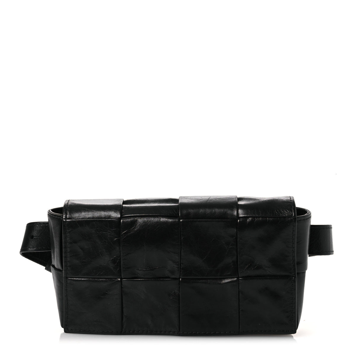 Bottega Veneta Paper Calfskin Maxi Intreccio The Belt Cassette Bag Black 1 of 12