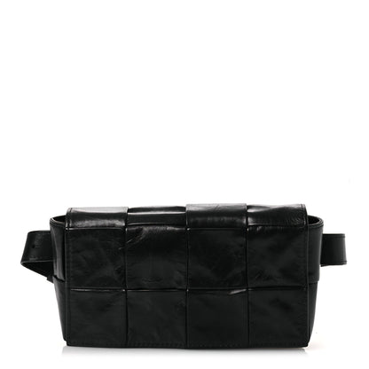 Bottega Veneta Paper Calfskin Maxi Intreccio The Belt Cassette Bag Black 1 of 12