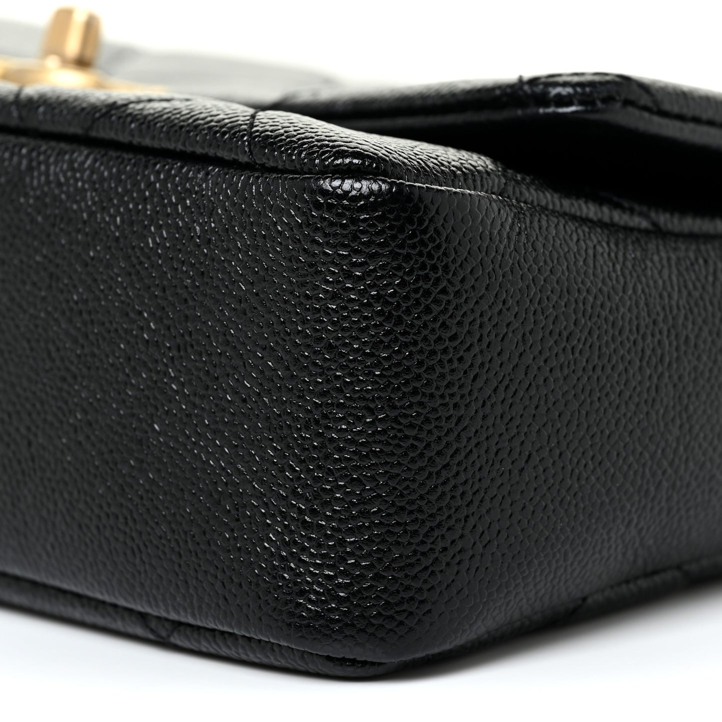 Shiny Caviar Quilted Small Chain Melody Flap Black