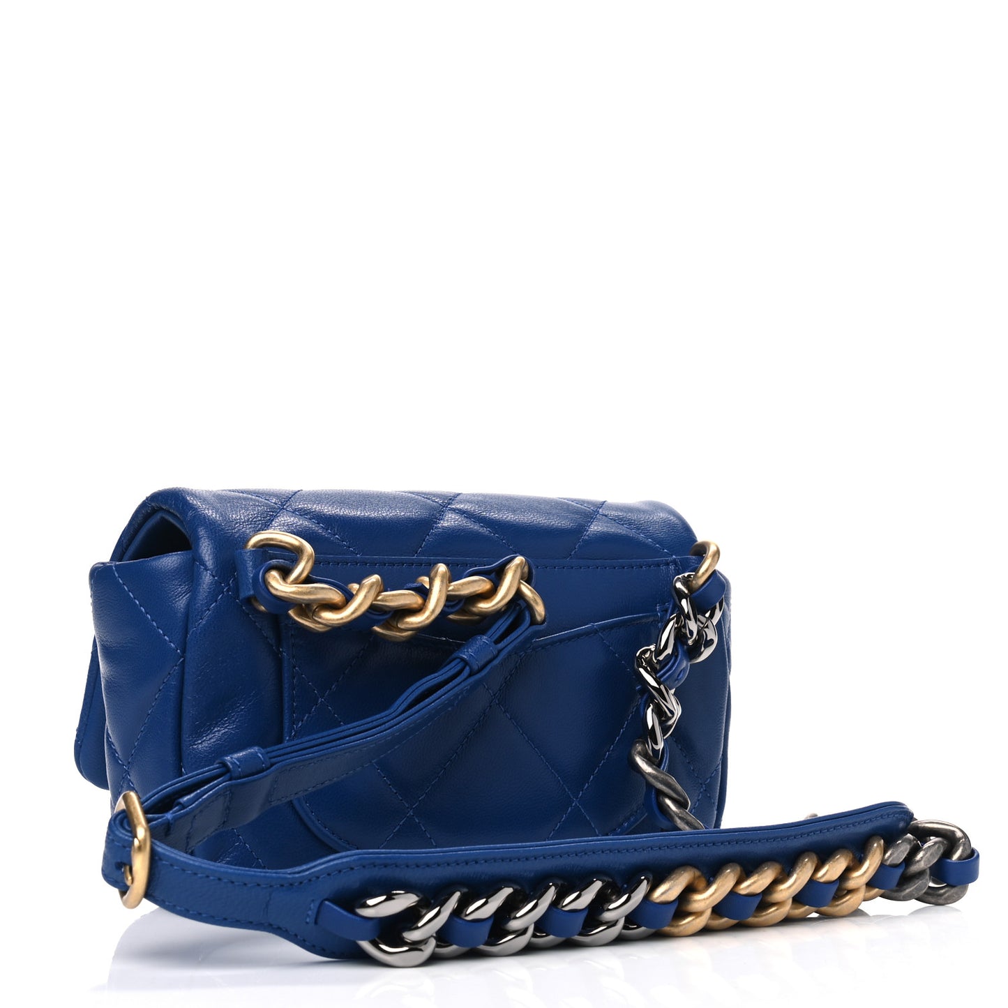 Goatskin Quilted Chanel 19 Waist Bag Dark Blue