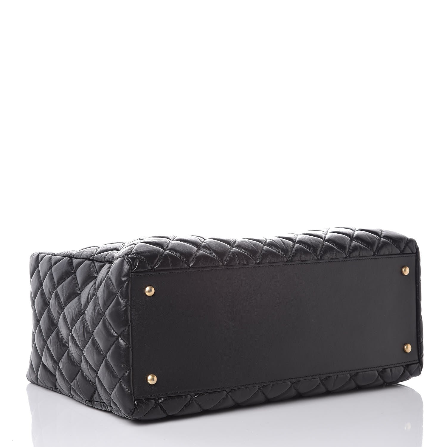 Chanel Aged Calfskin Quilted Large Coco Handle Shopping Tote Black 4 of 7