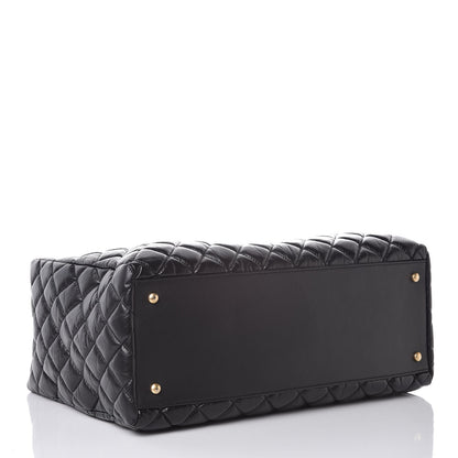 Chanel Aged Calfskin Quilted Large Coco Handle Shopping Tote Black 4 of 7