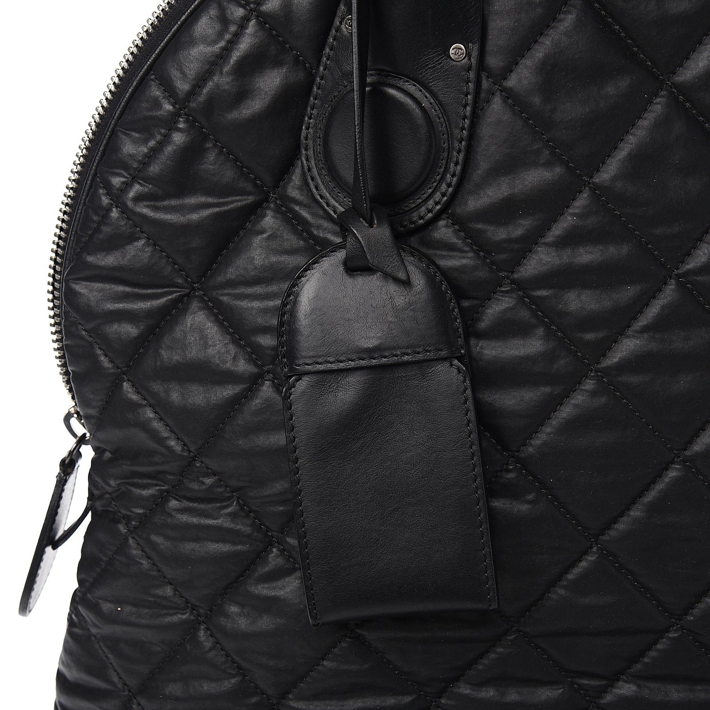 Coated Canvas Quilted Large Garment Travel Bag Black