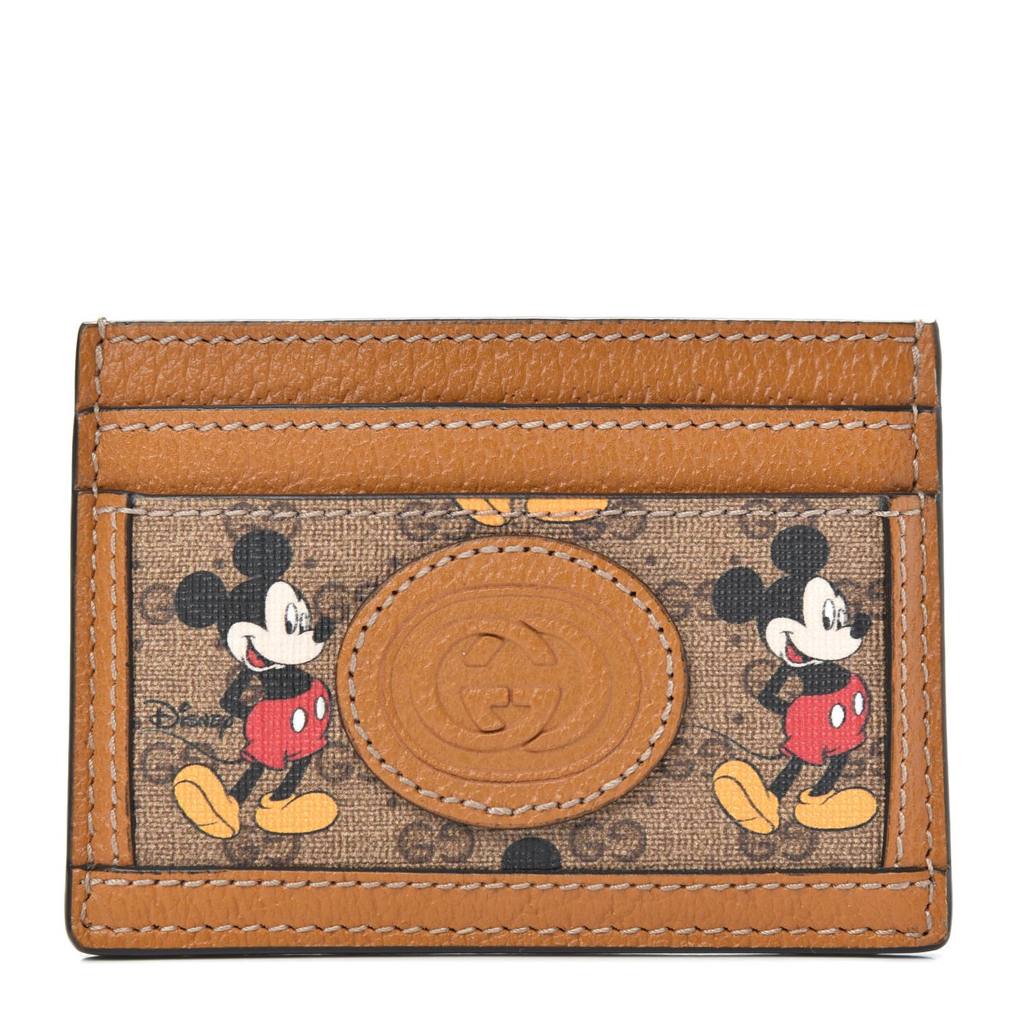 X DISNEY Mini Vintage GG Supreme Monogram Mickey Mouse Card Holder Beige Vintage Sun Oil