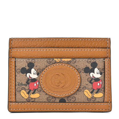 Gucci X DISNEY Mini Vintage GG Supreme Monogram Mickey Mouse Card Holder Beige Vintage Sun Oil 1 of 7