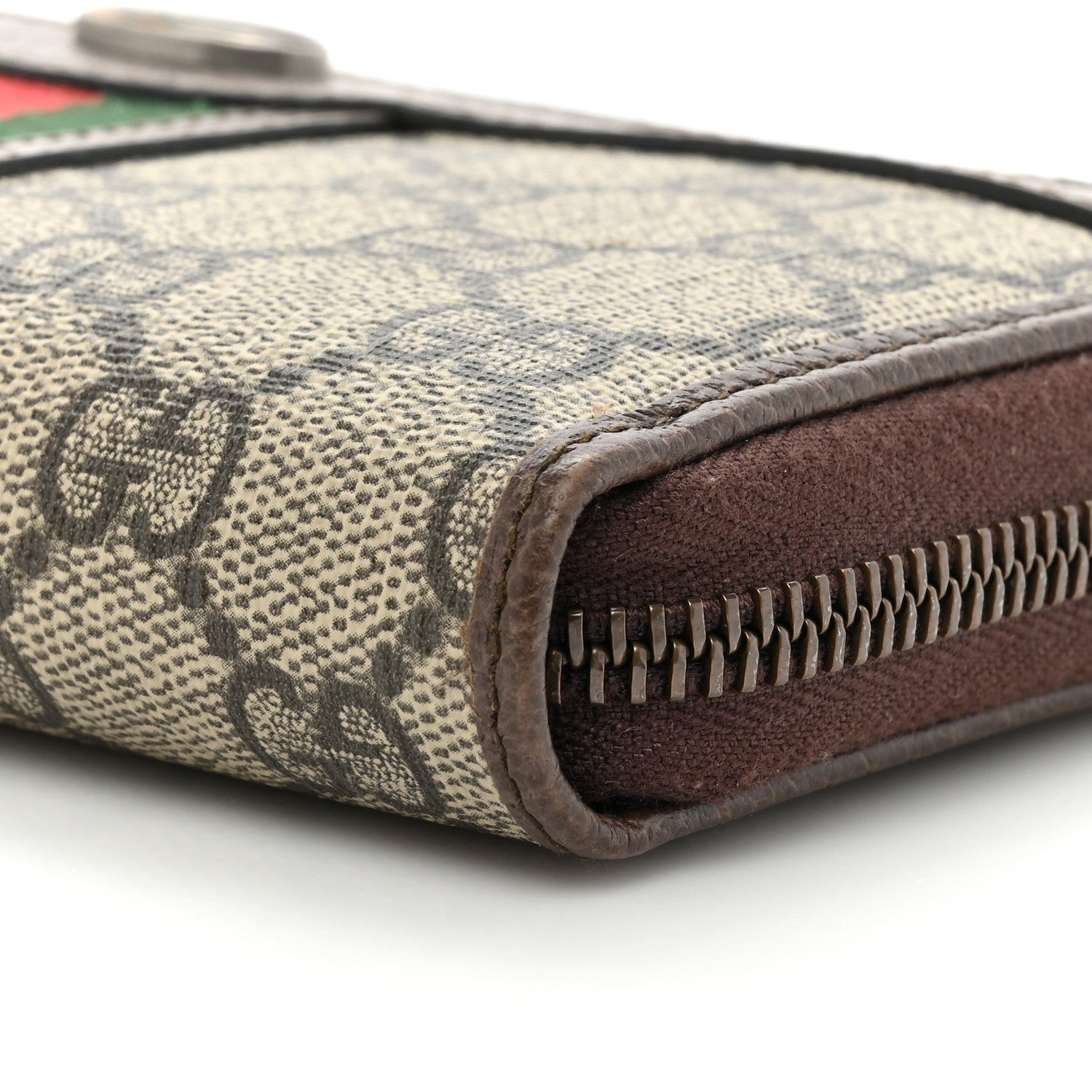 Gucci GG Supreme Monogram Web Ophidia Zip Around Wallet Brown 11 of 14