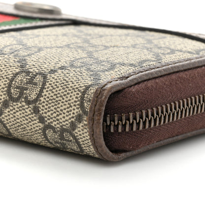 Gucci GG Supreme Monogram Web Ophidia Zip Around Wallet Brown 11 of 14