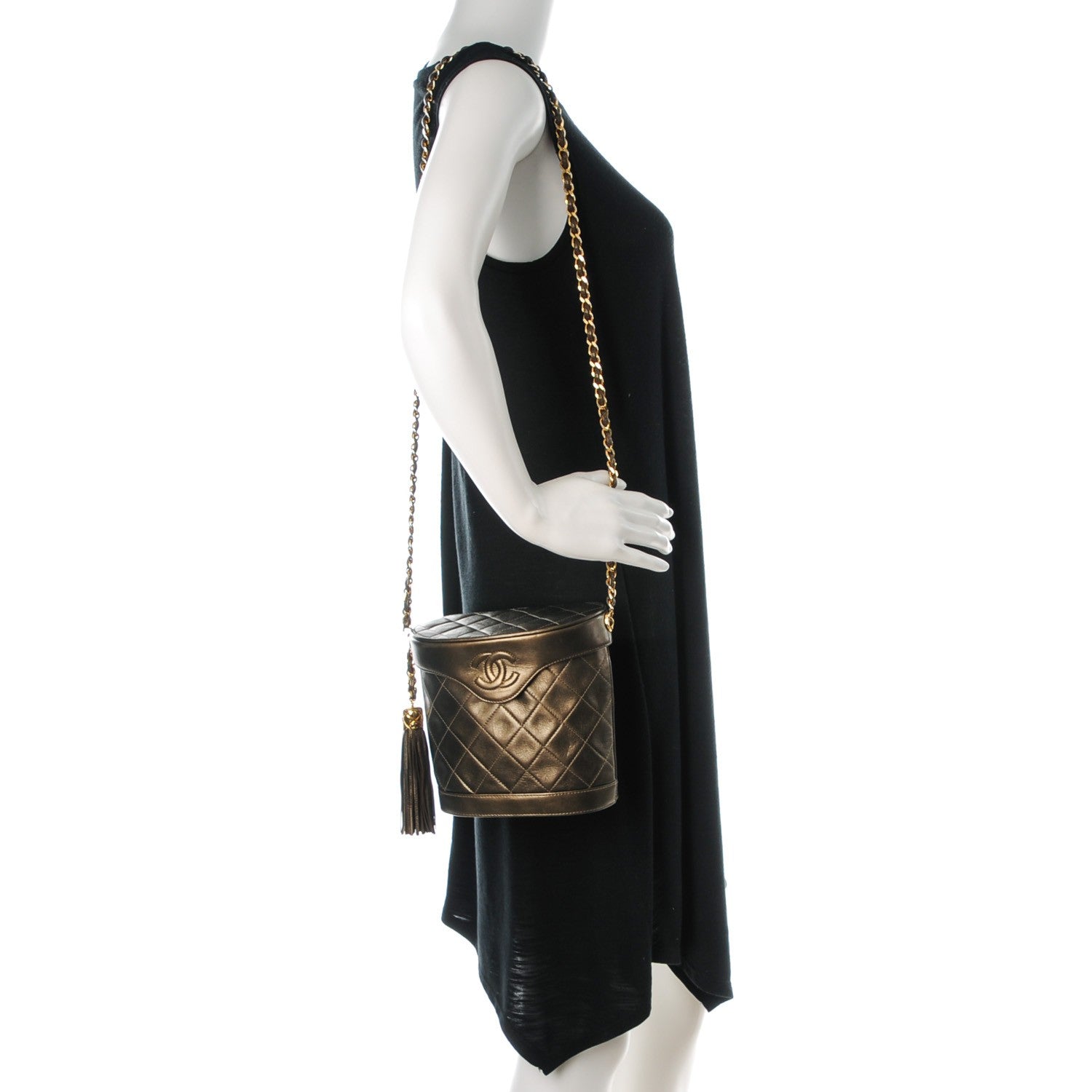Chanel Metallic Lambskin Quilted Tassel Shoulder Bag Green 2 of 8