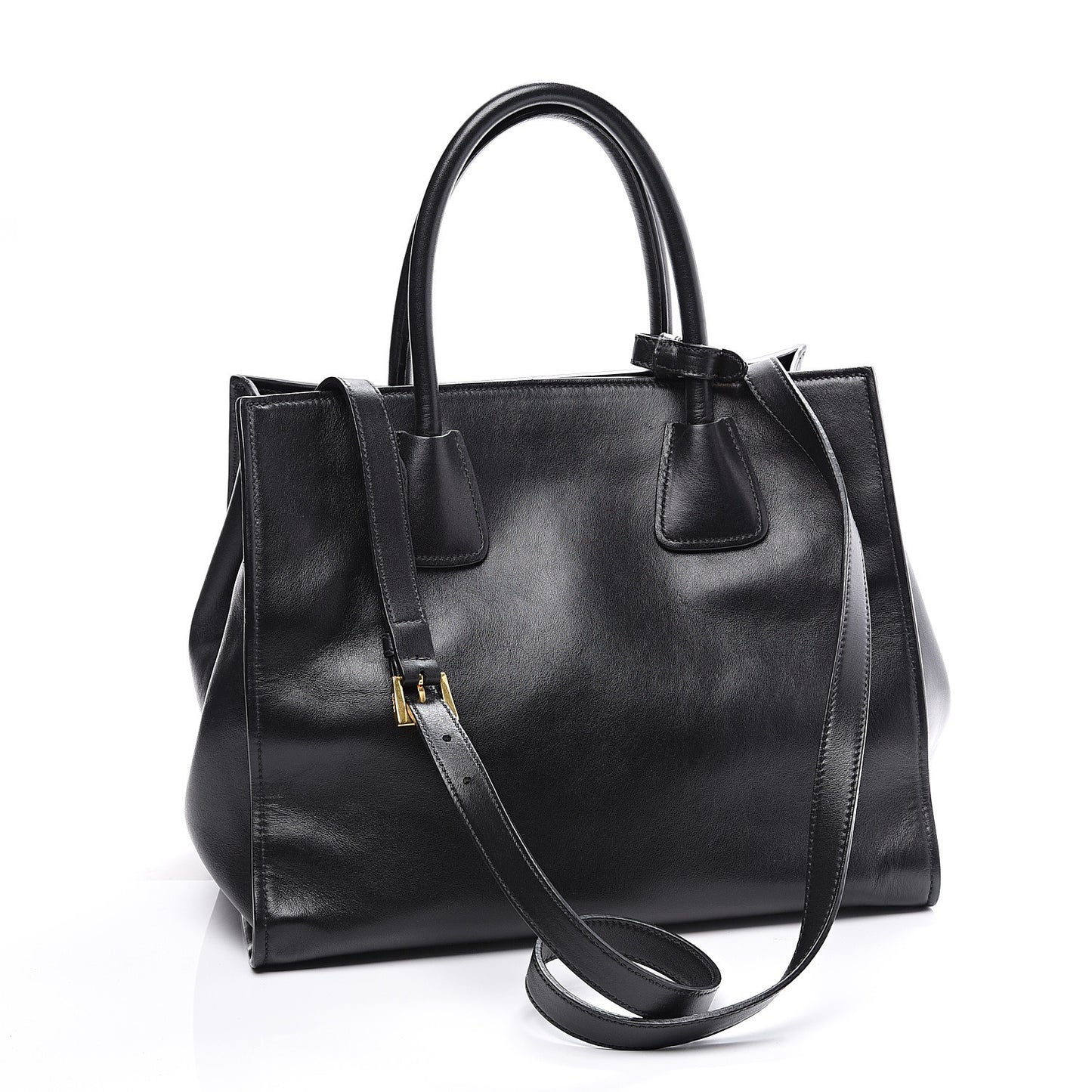 City Calf Front Pocket Tote Black