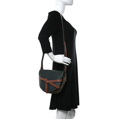 Loewe Smooth Calfskin Tweed Small Gate Crossbody Bag Dark Green Tan Multicolor 2 of 9