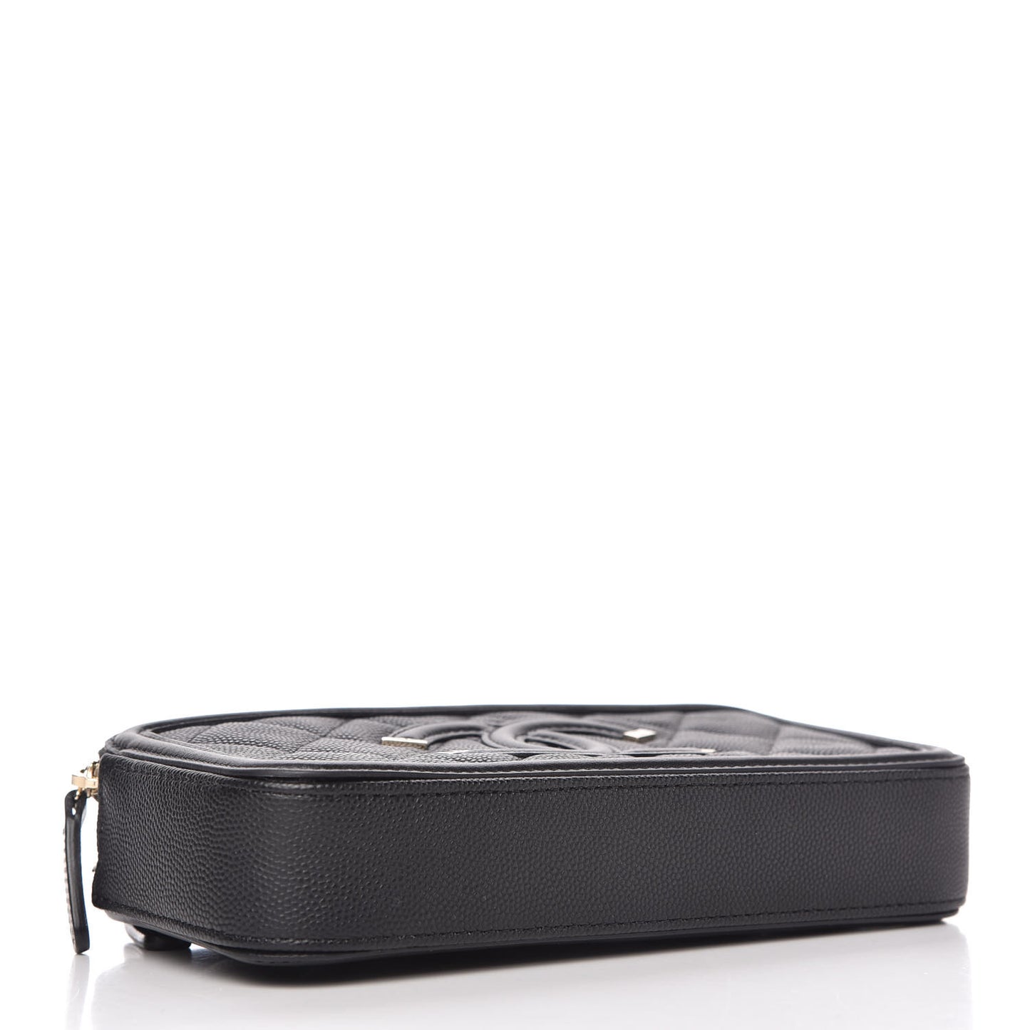 Caviar Quilted CC Filigree Clutch With Chain Black