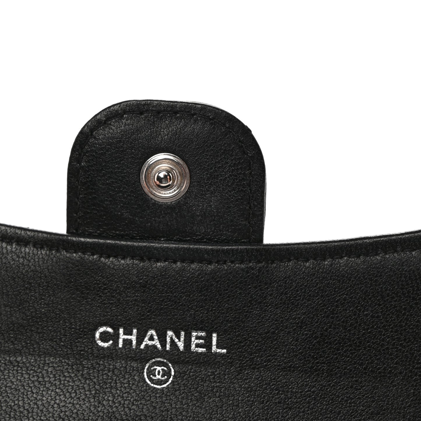 Lambskin Quilted Flap Card Holder Wallet Black