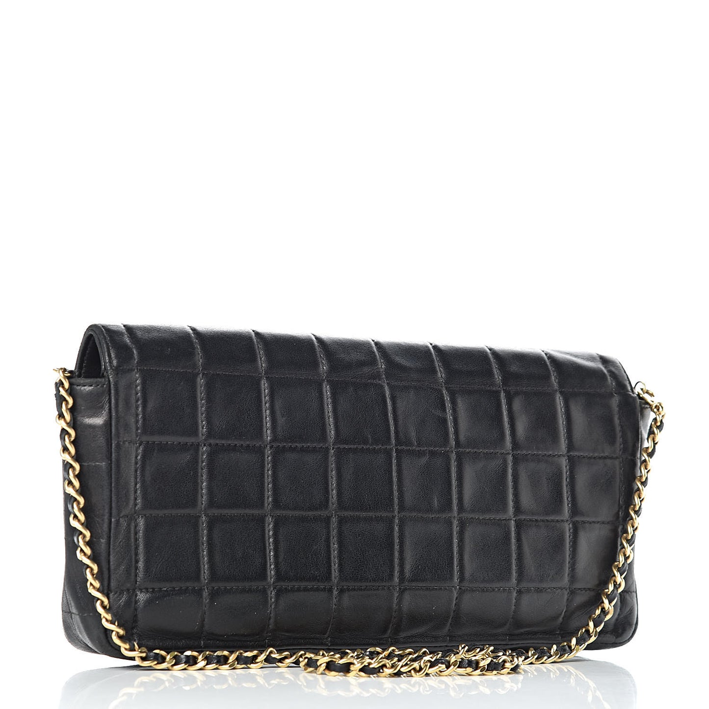 Lambskin East West Chocolate Bar Flap Black