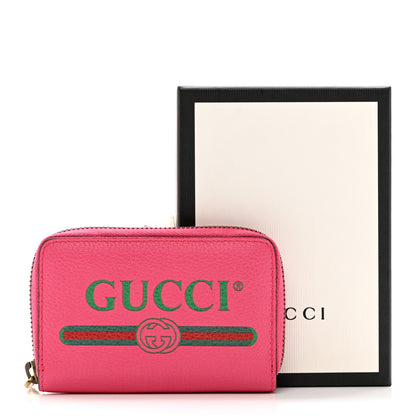 Gucci Grained Calfskin Logo Zip Around Card Case Box Pink Green 8 of 8