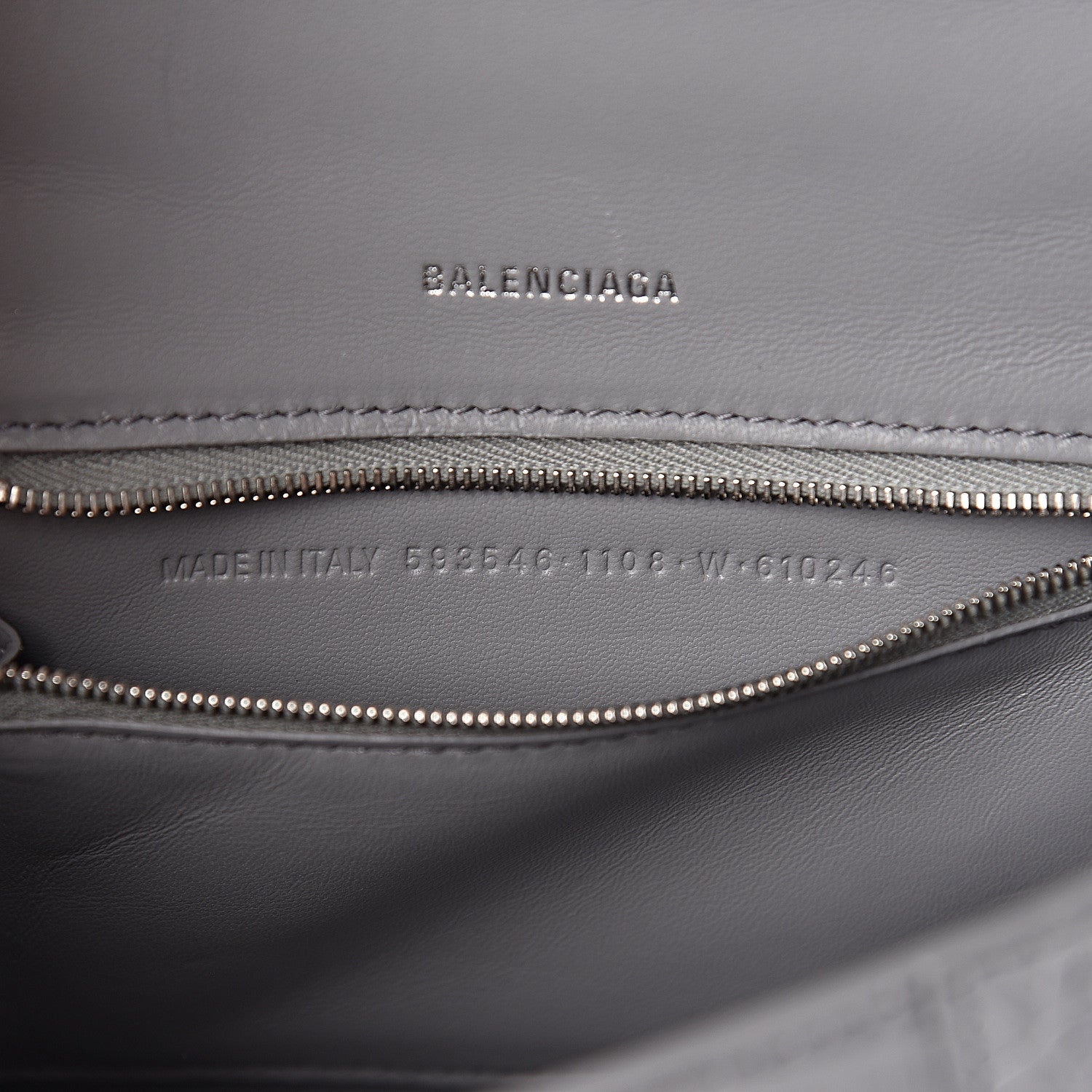 Balenciaga Shiny Calfskin Crocodile Embossed Small Hourglass Top Handle Bag Balenciaga Grey 7 of 15