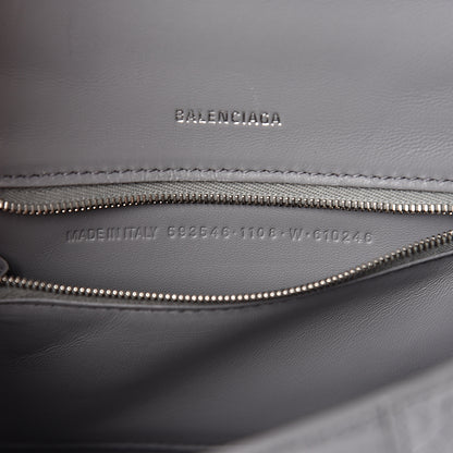Balenciaga Shiny Calfskin Crocodile Embossed Small Hourglass Top Handle Bag Balenciaga Grey 7 of 15