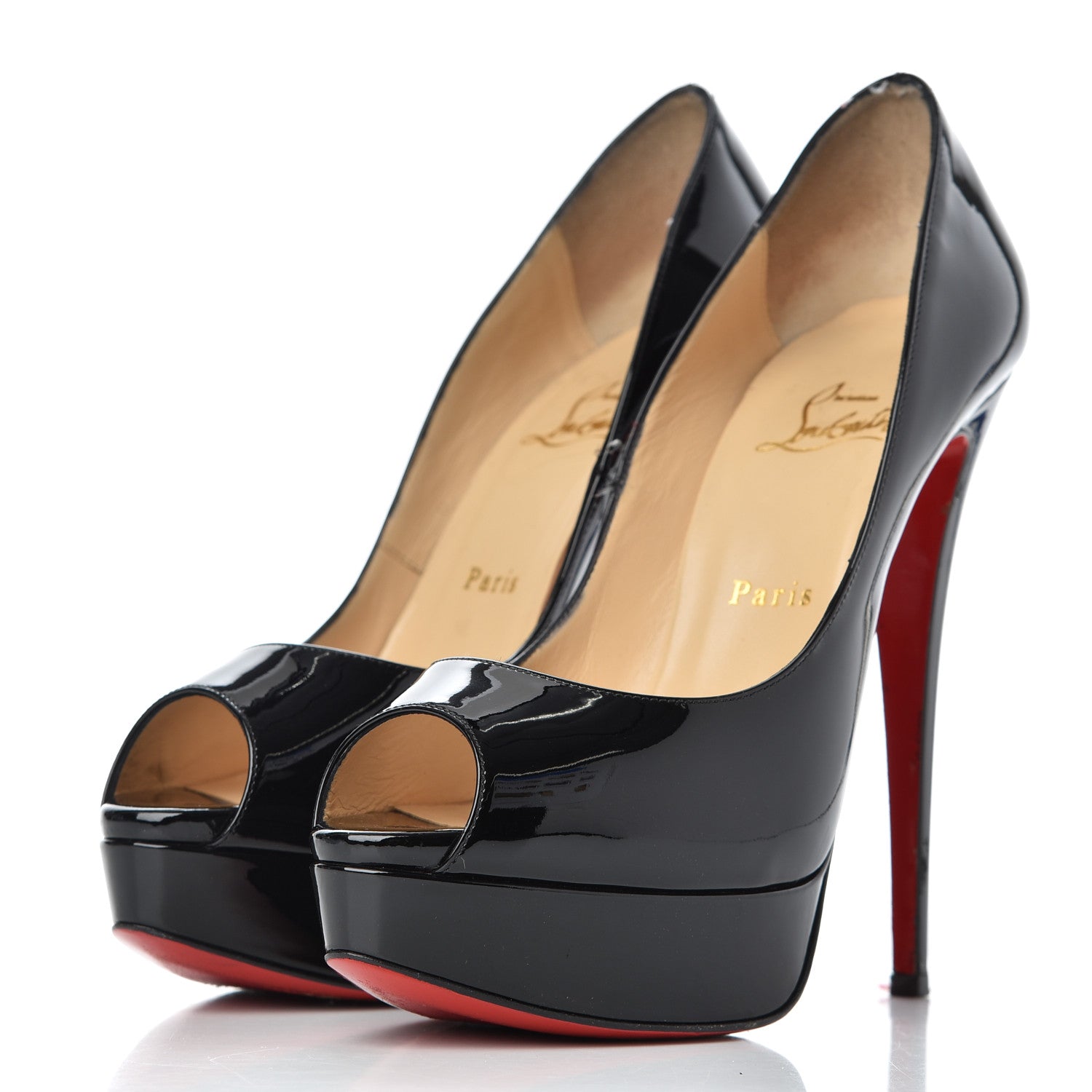 Christian Louboutin Patent Lady Peep 150 Pumps 39.5 Black 3 of 20