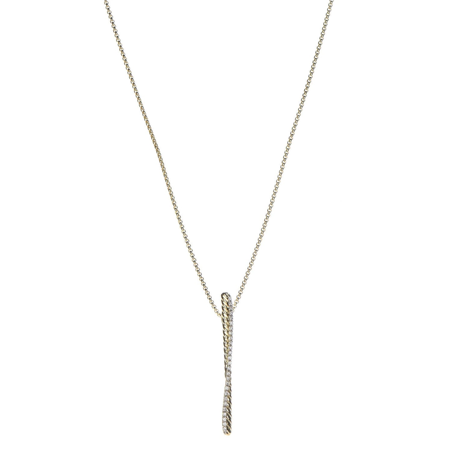 18K Yellow Gold Diamond Crossover Bar Pendant Necklace