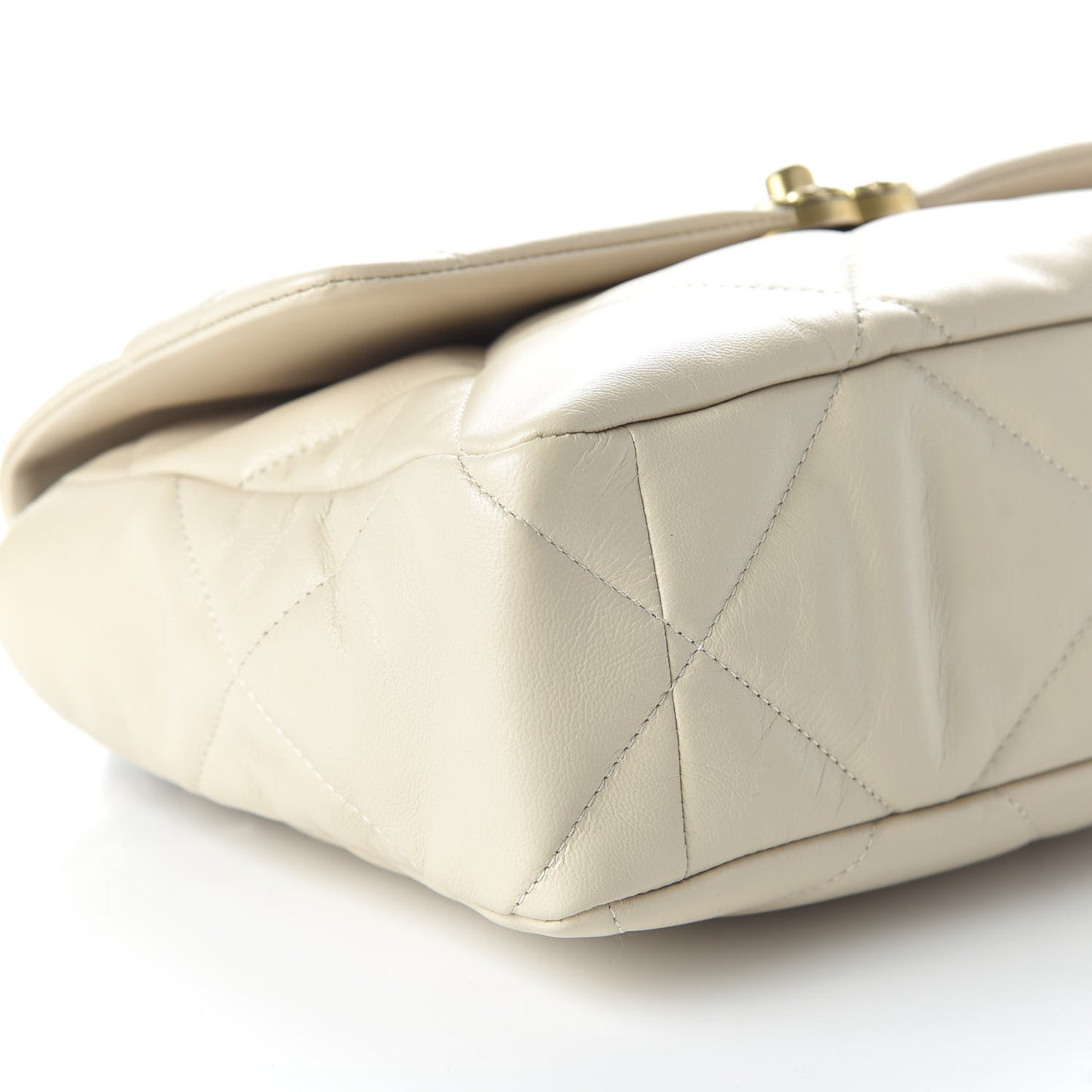 Lambskin Quilted Large 19 Flap Beige