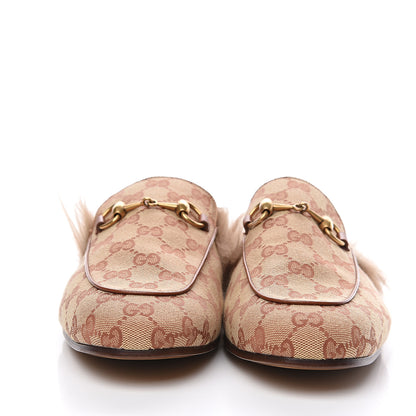 Gucci GG Monogram Fur Mens Princetown Slippers 8 Beige Ruggine Rust 2 of 8