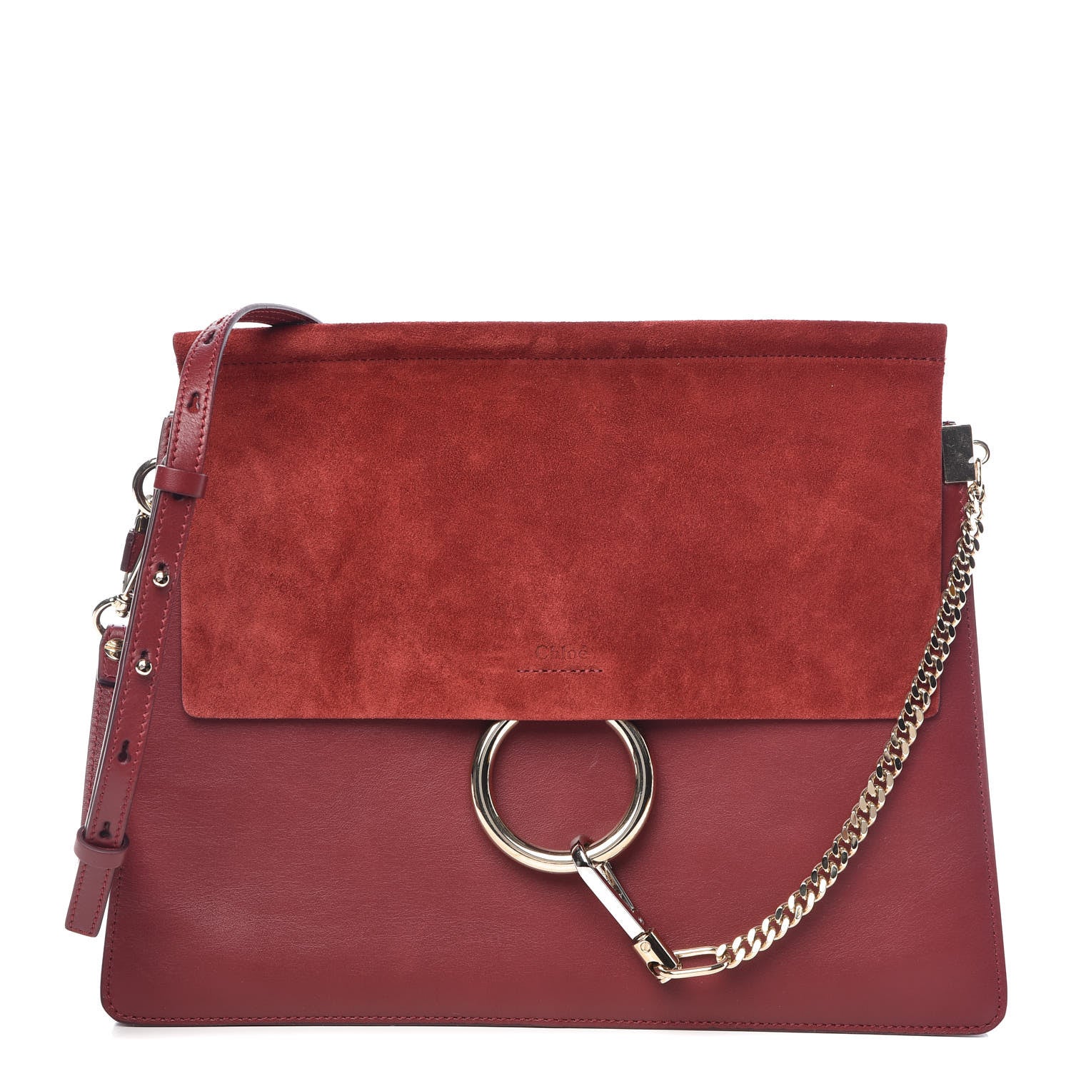 Chloe Calfskin Suede Medium Faye Shoulder Bag Plum Purple 1 of 10