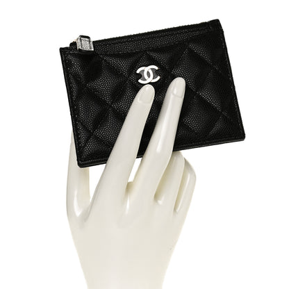 Chanel Caviar Quilted CC Zip Card Holder Black 2 of 9