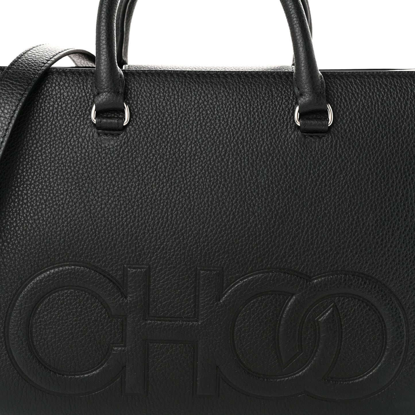 Grained Calfskin Embossed Book Tote Black