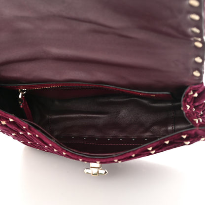 Valentino Garavani Velvet Medium Rockstud Spike Shoulder Bag Rubino 5 of 18