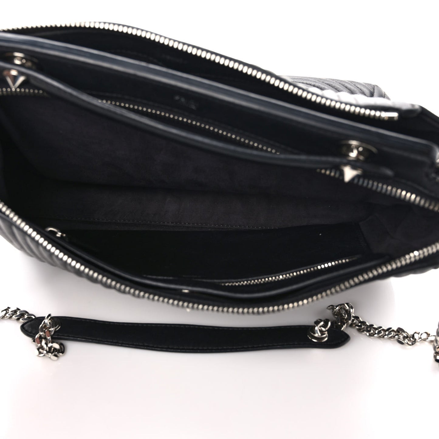 Shiny Nappa Trapuntata DotCom Chain Satchel Black