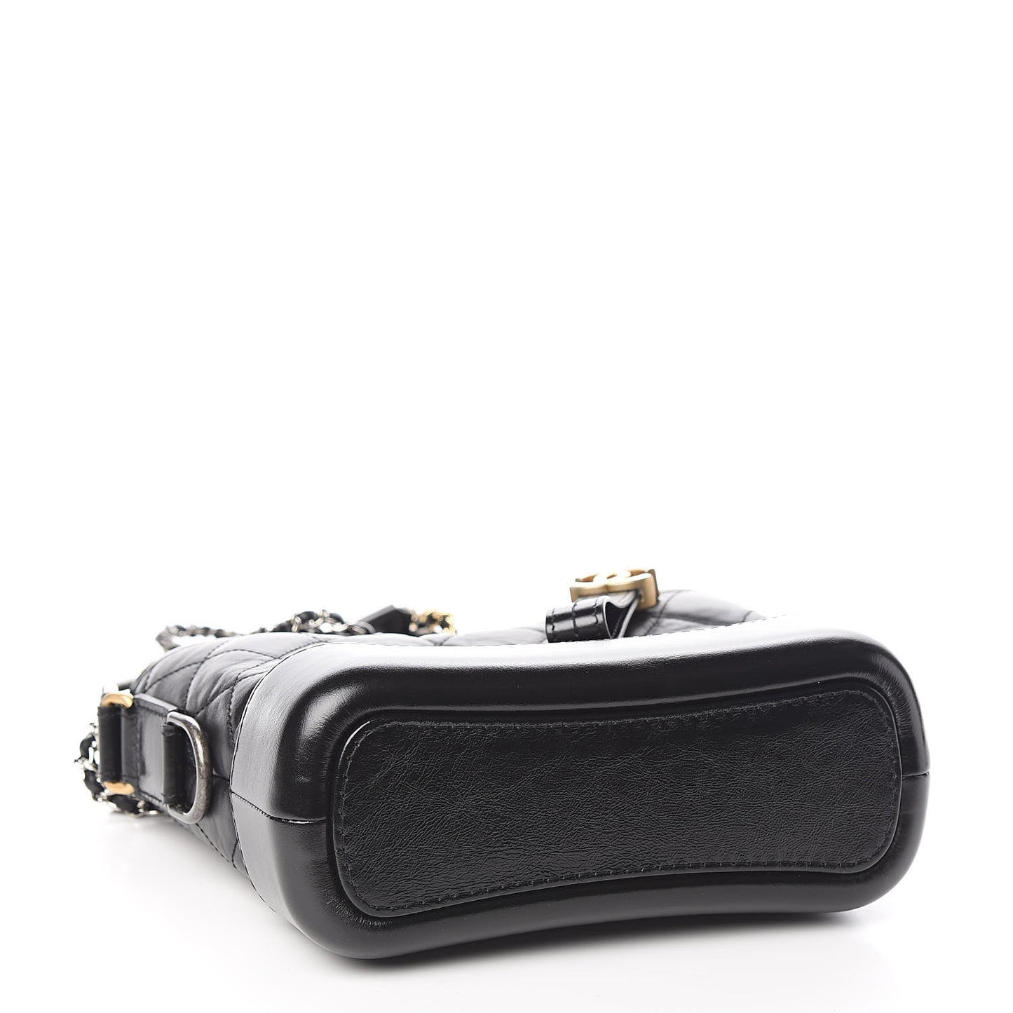 Aged Calfskin Quilted Small Gabrielle Hobo Black
