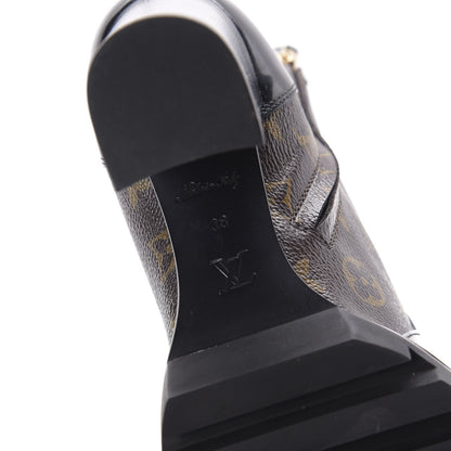 Louis Vuitton Patent Calfskin Monogram Star Trail Ankle Boots 38 Black 6 of 8