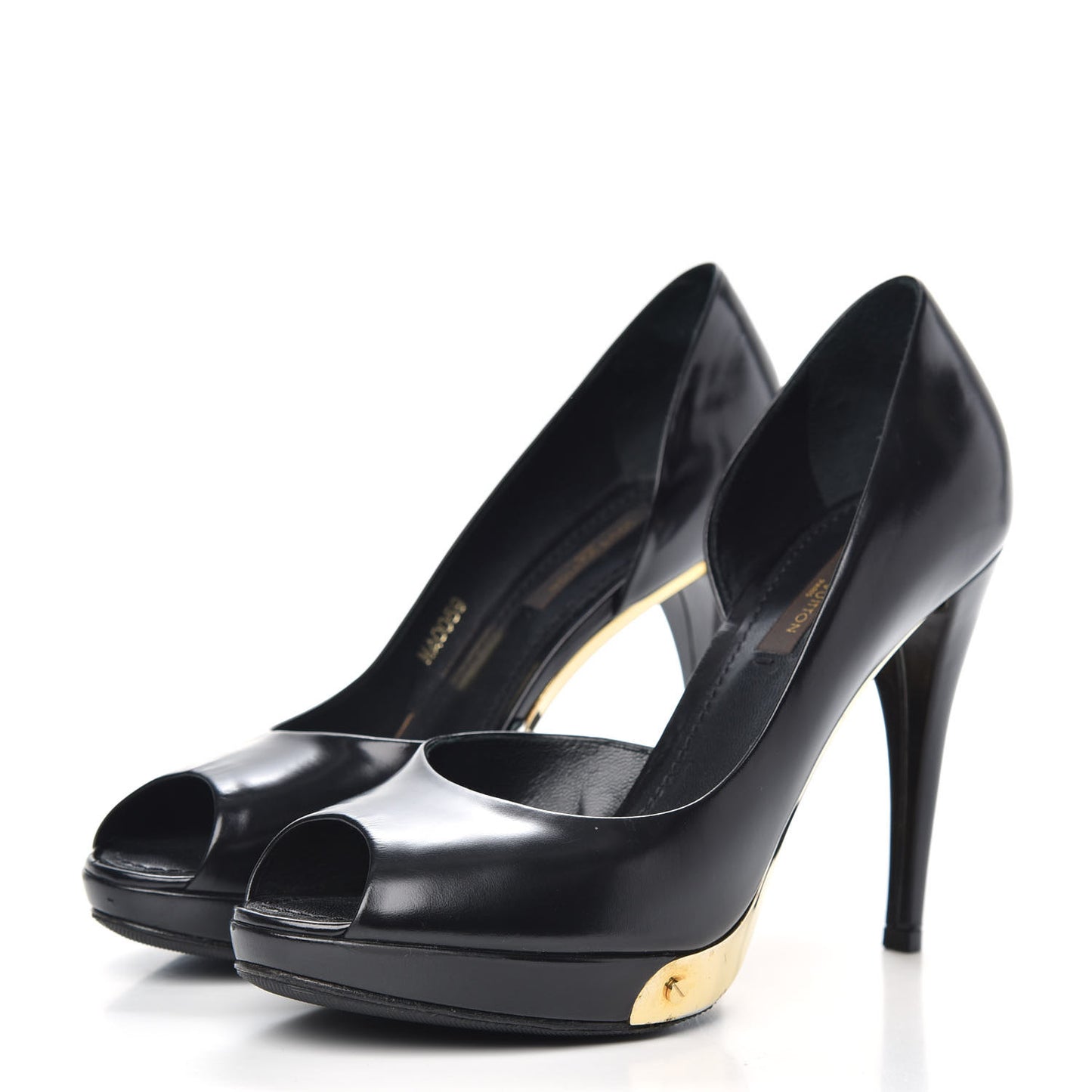 Smooth Calfskin Peep Toe Pumps 36.5 Black