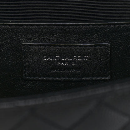 Saint Laurent Grain De Poudre Textured Mixed Matelasse Triquilt Medium Monogram Satchel Black 6 of 9