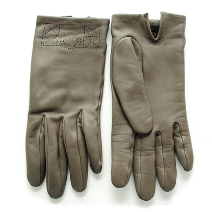 Hermes Lambskin Perforated Medor Gloves 7.5 Etain 1 of 6