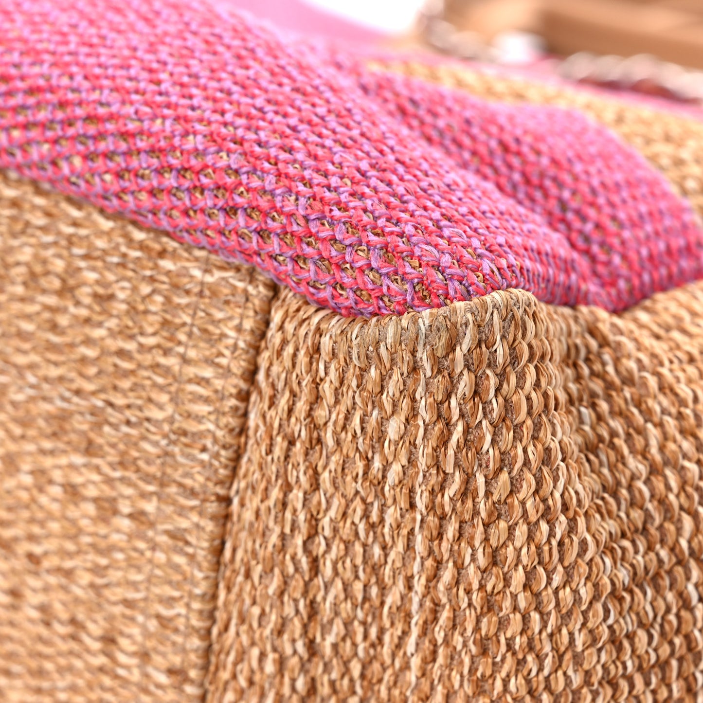 Mixed Fibers Large Shopping Bag Pink Beige