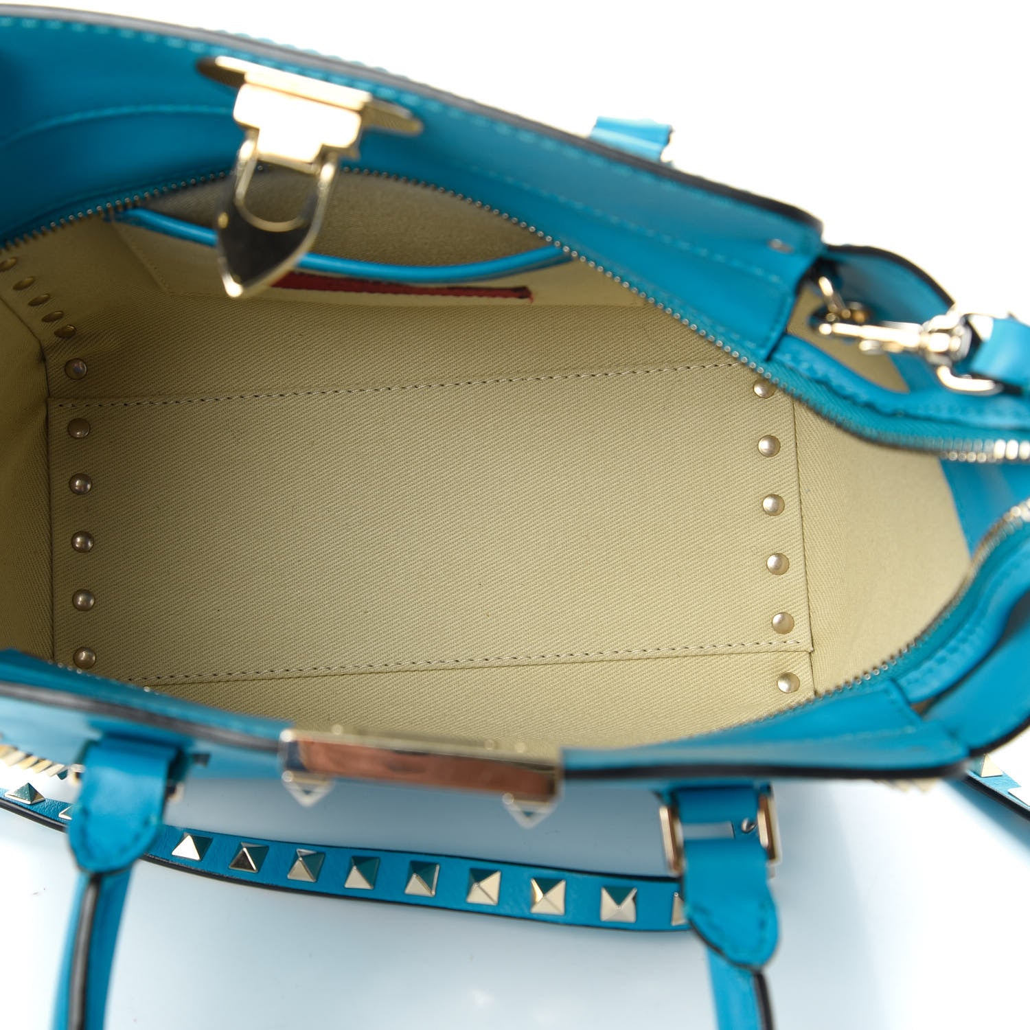 Valentino Garavani Vitello Mini Rockstud Double Handle Tote Parrot 5 of 10